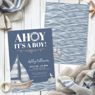 Nautical Blue Boy Baby Shower Invitation