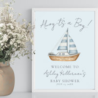 Nautical Blue Boy Baby Shower Welcome Sign