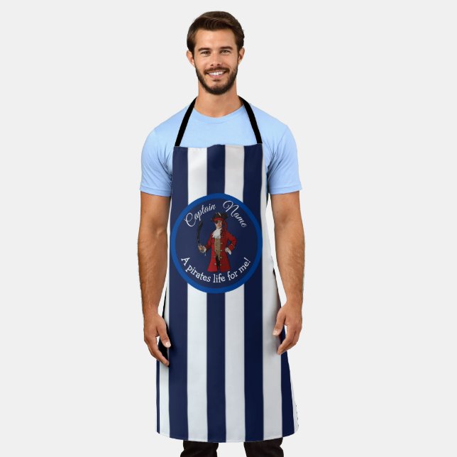 Nautical Blue Boy Pirate  Apron (Worn)
