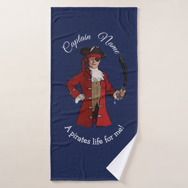 Nautical Blue Boy Pirate Bath Towel (Bath Towel)
