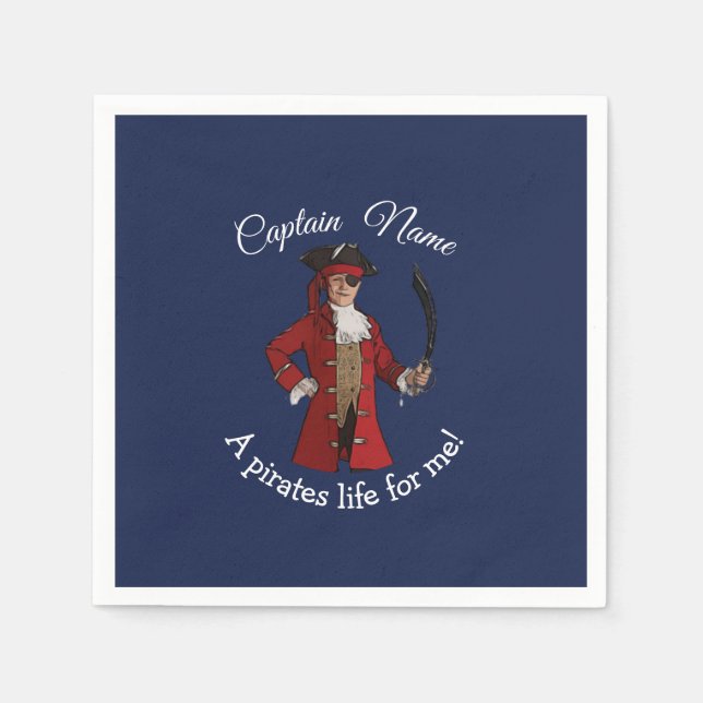 Nautical Blue Boy Pirate Napkins (Front)