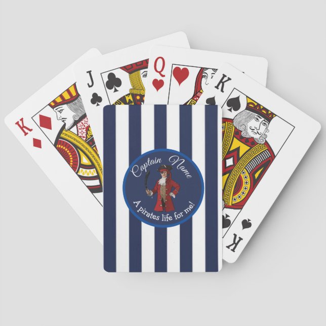 Nautical Blue Boy Pirate Poker Cards (Back)