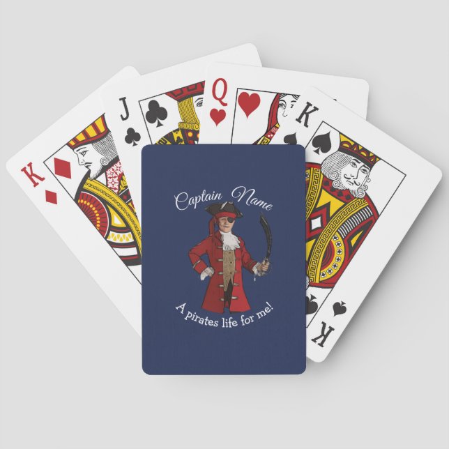 Nautical Blue Boy Pirate   Poker Cards (Back)