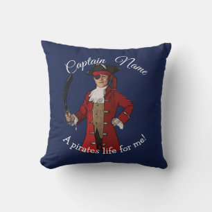 Nautical Blue Boy Pirate Throw Pillow