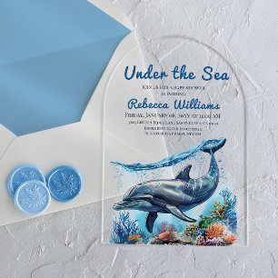 Nautical Blue Boy Under the Sea Baby Shower Acrylic Invitations