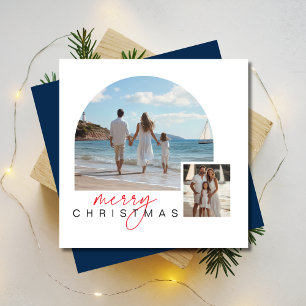 Nautical Blue Christmas Maritime Family Photo Holiday Card
