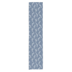 Nautical Blue Coral Reef Seahorse Short Table Runner