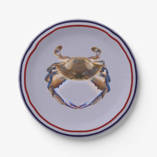 Nautical Blue Crab Feed Wedding Reception Paper Plates