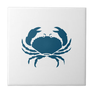 Nautical Blue Crab Kitchen Backsplash Ceramic Tile