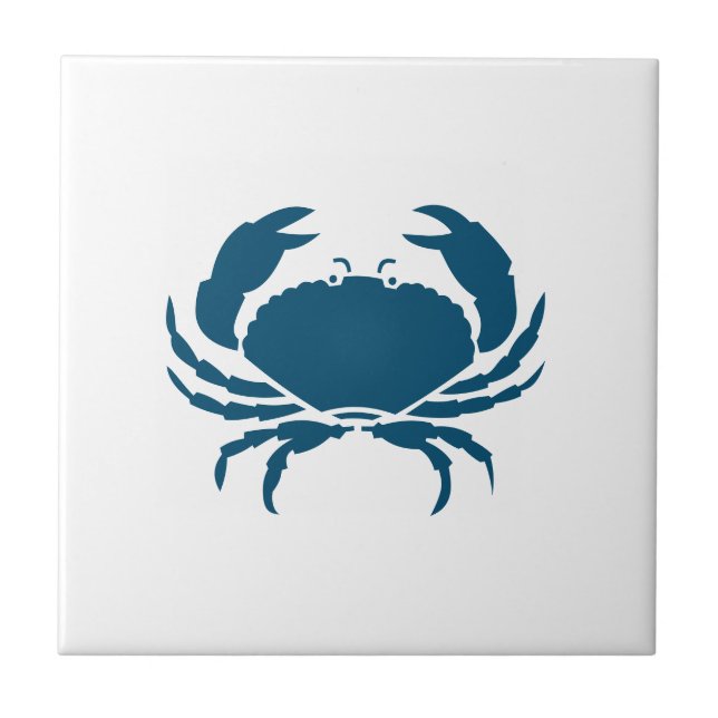 Nautical Blue Crab Kitchen Backsplash Ceramic Tile (Front)