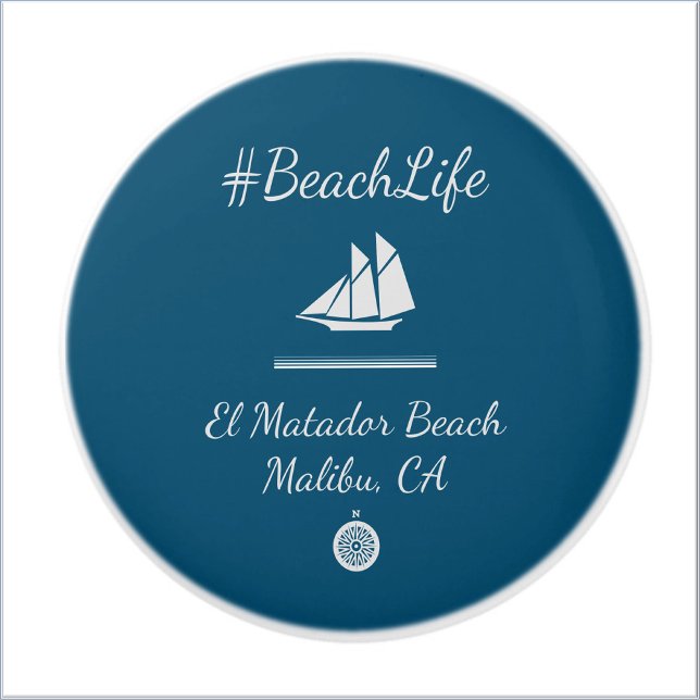 Nautical Blue Customizable Beach Life  Ceramic Knob (Creator Uploaded)