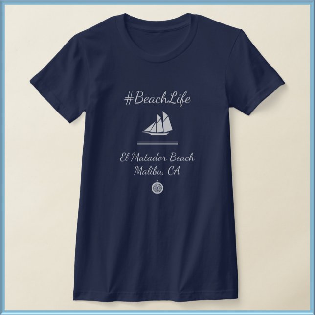 Nautical Blue Customizable Favorite Beach  T-Shirt (Creator Uploaded)