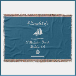 Nautical Blue Customizable Sailboat Beach Life  Throw Blanket
