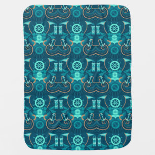 Nautical Blue Design Baby Blanket