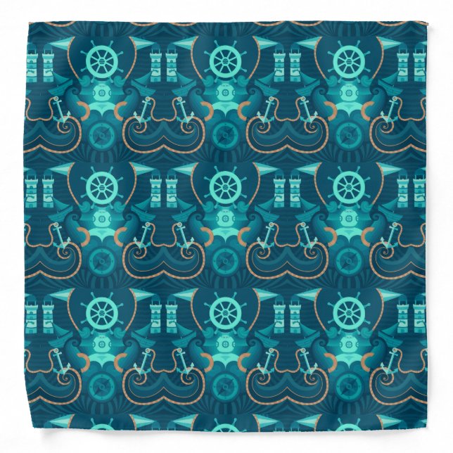 Nautical Blue Design Bandana (Front)