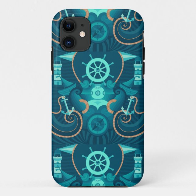 Nautical Blue Design Case-Mate iPhone Case (Back)