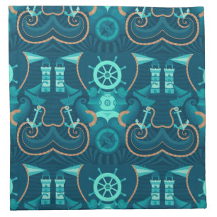 Nautical Blue Design Cloth Napkin