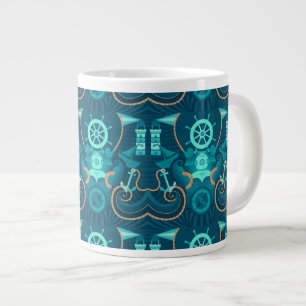 Nautical Blue Design Giant Coffee Mug