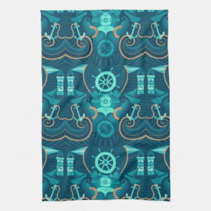 Nautical Blue Design Kitchen Towel