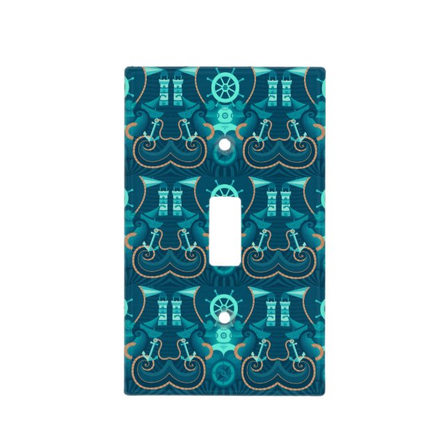 Nautical Blue Design Light Switch Cover (Front)
