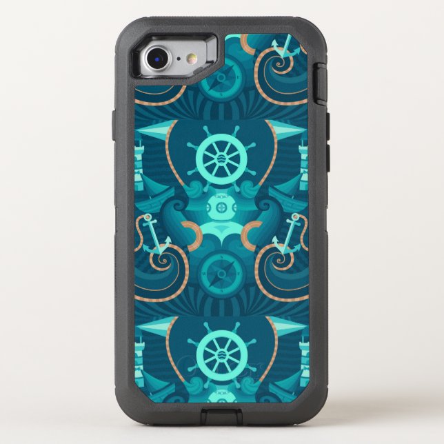 Nautical Blue Design Otterbox iPhone Case (Back)
