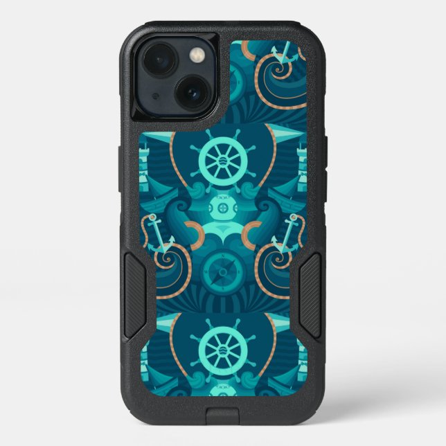Nautical Blue Design Otterbox iPhone Case (Back)