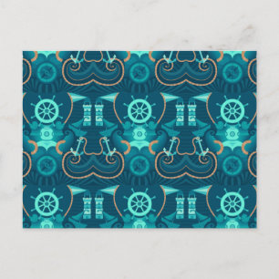 Nautical Blue Design Postcard