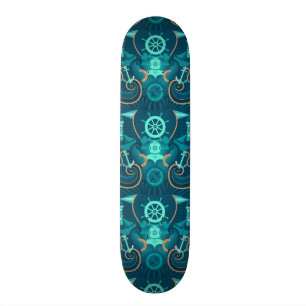 Nautical Blue Design Skateboard Deck