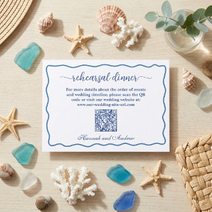 Nautical Blue Frame QR Code Rehearsal Dinner Enclosure Card