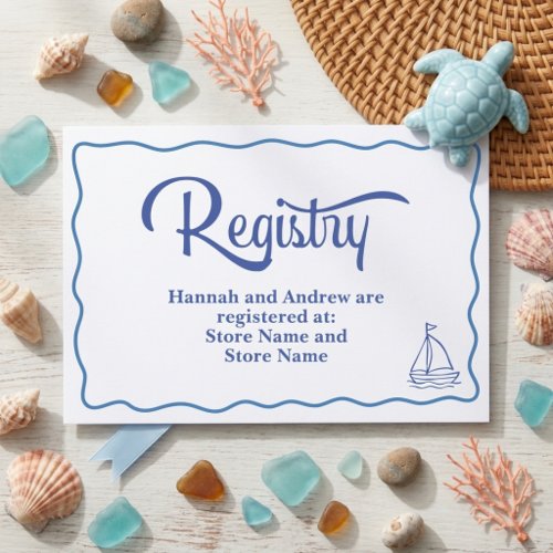 Nautical Blue Frame Wedding Gift Registry Enclosure Card