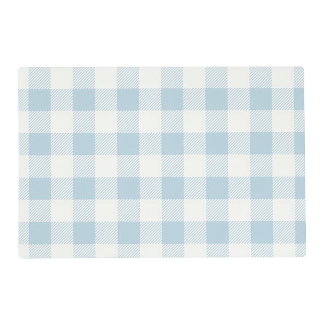 Nautical Blue Gingham Check Preppy Coastal Placemat (Front)