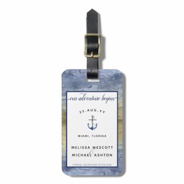 #Nautical Blue & Gold #Wedding Save the Date Bag Tag #Nautical Blue & Gold #Wedding Save the Date Bag Tag