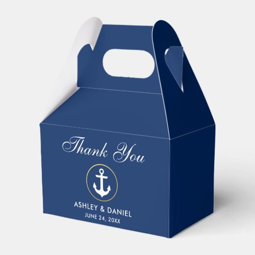 Nautical Blue Gold Wedding Thank You G Favor Boxes