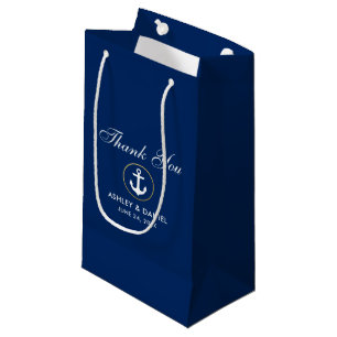 Nautical Blue Gold Wedding Thank You Small Gift Bag