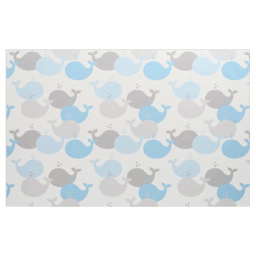 Nautical Blue Gray Whale Ocean Animals Sea Life  Fabric