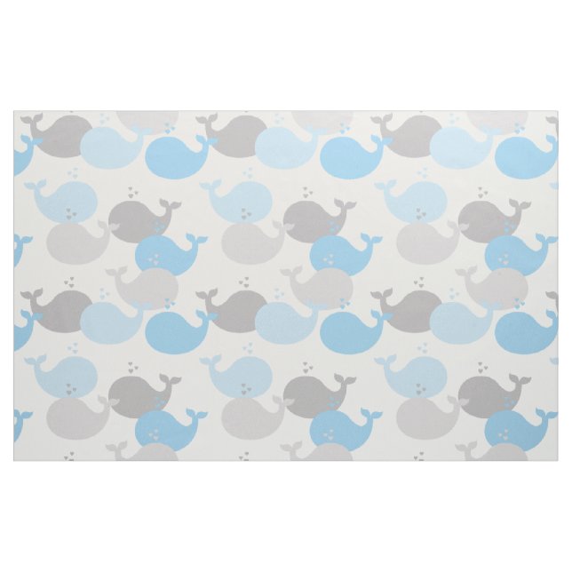 Nautical Blue Gray Whale Ocean Animals Sea Life  Fabric (Fat Quarter)