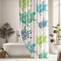 Nautical Blue &amp; Green Sea Turtles Shower Curtain