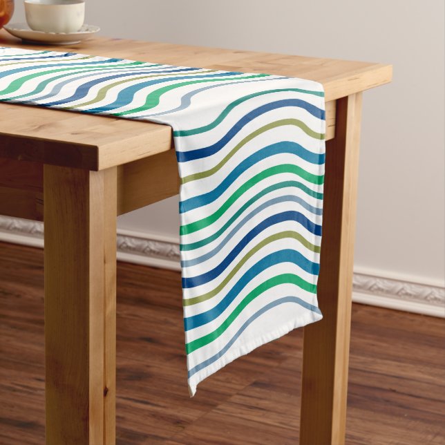 Nautical Blue Green Short Table Runner (In Situ)