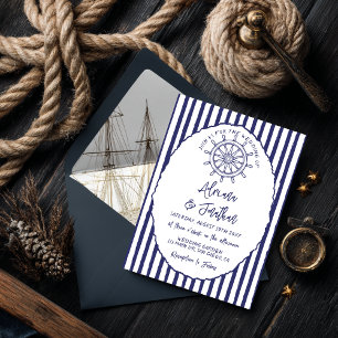 Nautical Blue Hand Painted Wedding Invitation
