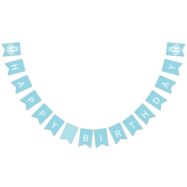 Nautical Blue Happy Birthday Anchor Bunting Flags (All)