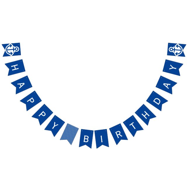 Nautical Blue Happy Birthday Anchor Bunting Flags (All)