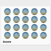 BLUE HAPPY BIRTHDAY, STICKER, Zazzle