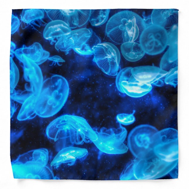 Nautical Blue Jellyfish Marine Life Bandana (Front)