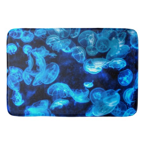 Nautical Blue Jellyfish Marine Life Bath Mat