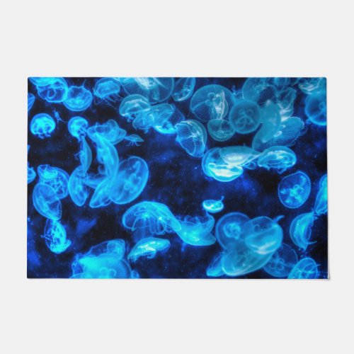 Nautical Blue Jellyfish Marine Life Doormat