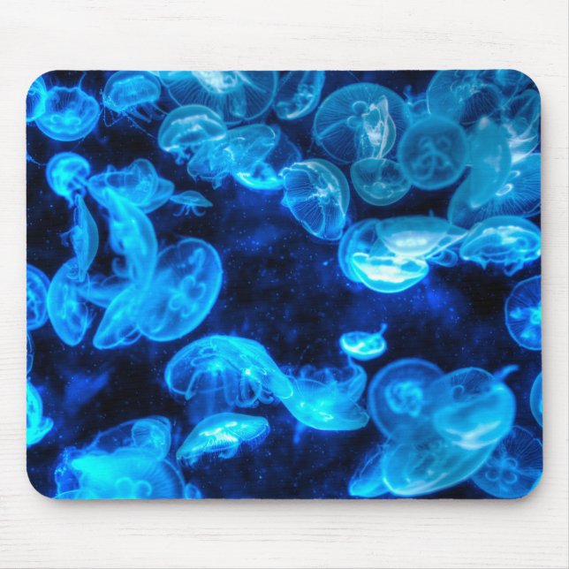 Nautical Blue Jellyfish Marine Life Mouse Pad (Front)