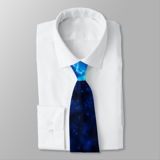 Nautical Blue Jellyfish Marine Life Neck Tie (Tied)