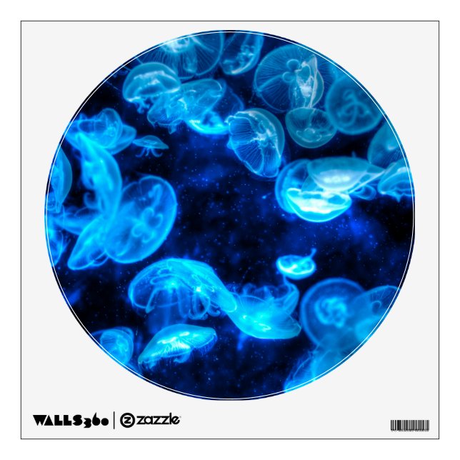 Nautical Blue Jellyfish Marine Life Wall Decal (Front)