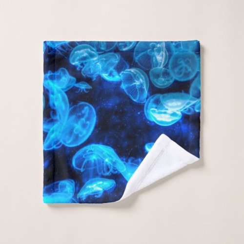 Nautical Blue Jellyfish Marine Life Wash Cloth