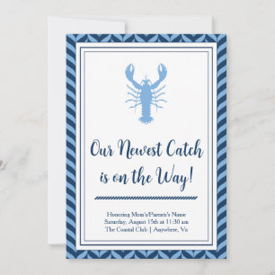 Nautical Blue Lobster Baby Shower Invitation